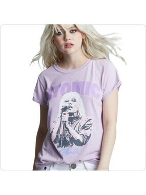 RECYCLED KARMA LILAC ATOMIC BLONDIE GRAPHIC BAND TEE SIZE SMALL NWOT